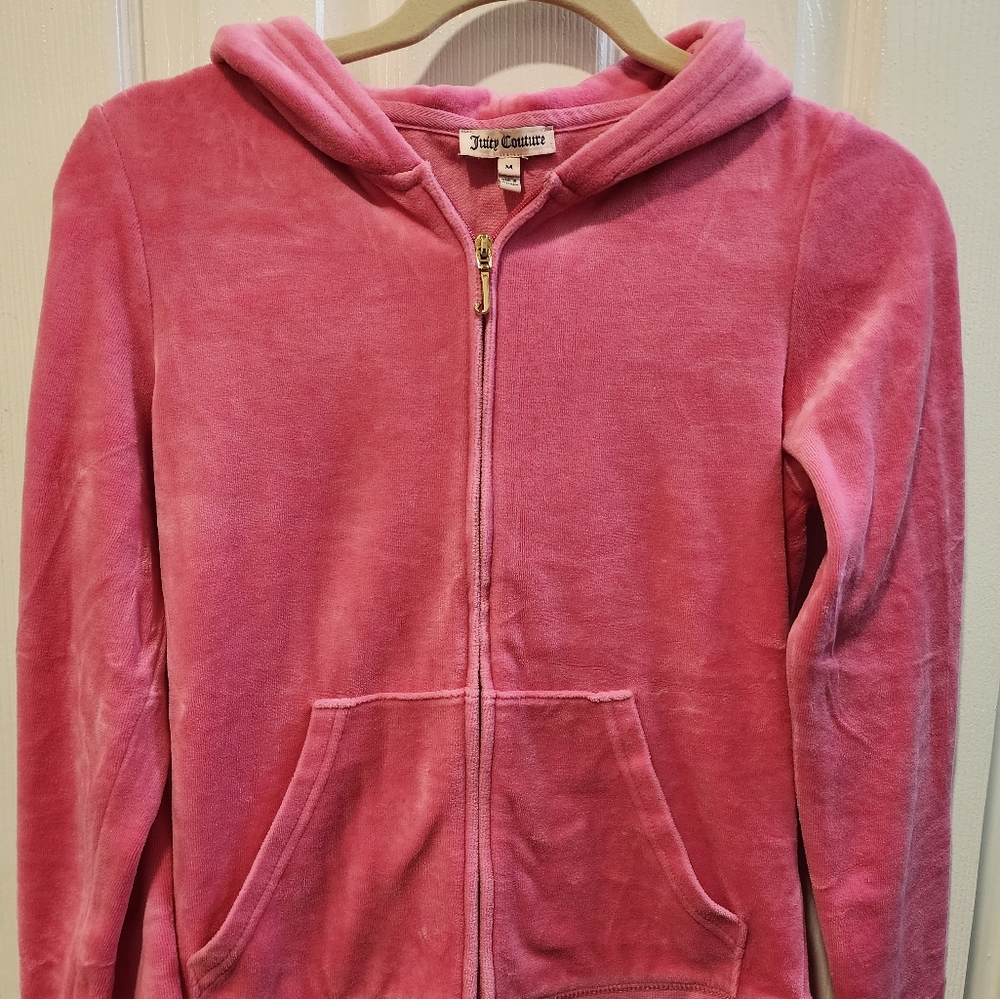 Juicy Couture bling velour hoodie fuchsia  color size M
